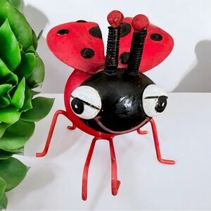Ladybug Metal Figurines- Red/Black- Hanging-Sitting Yard Art